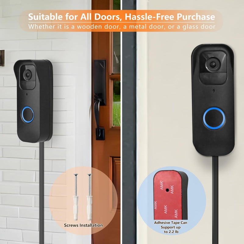 delilyn 2in1 Power Cable with Adapter & Adhesive Doorbell Mount Compatible with Blink Video Doorbell 1st-2023 Release, Doorbell Transformer with 16.4ft Charging Cord for Blink Video Doorbell Camera, No Drill - Image 3